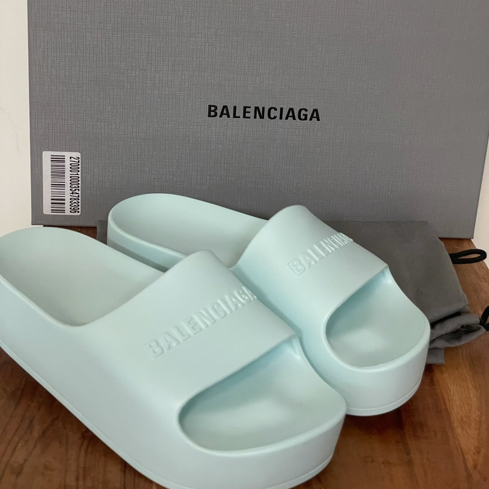 Balenciaga Logo Platform Slide Sandals